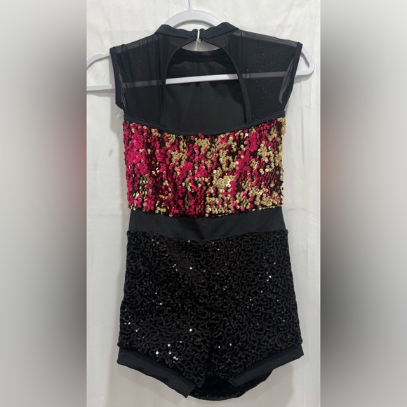 Weissman Dance Costume Sequin Black Sequins Size L Girl - Picture 2 of 5
